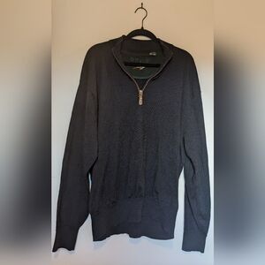 Orvis Men's 100% Merino Wool Navy Blue Quarter Zip Pullover Sweater sz XXL